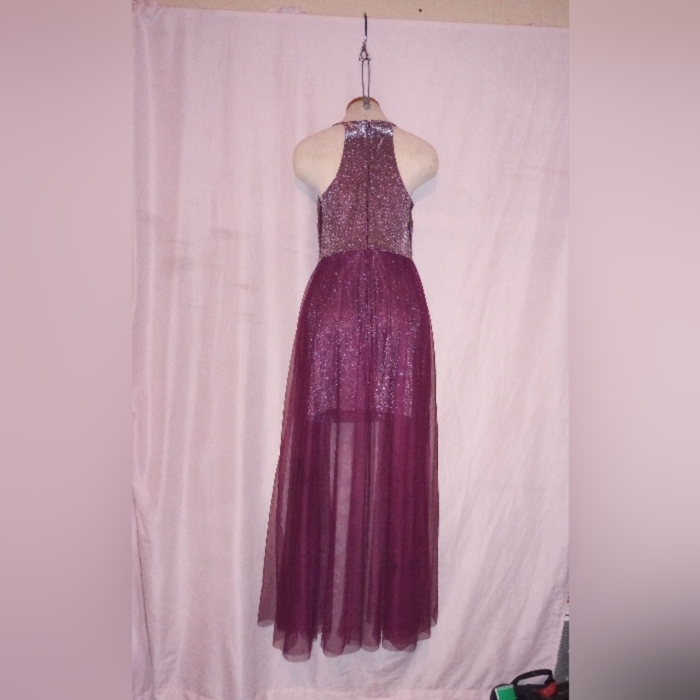 Social Couture Plum Sparkly Formal Dress Size 9/10 - Picture 2 of 16